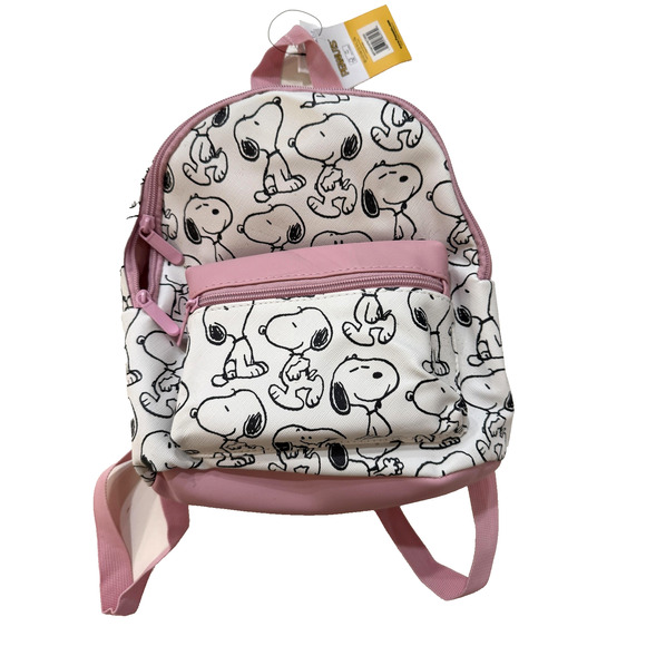 Peanuts Snoopy Mini Backpack Pink White Bioworld 12" Small Bag New with Tags - Picture 1 of 7